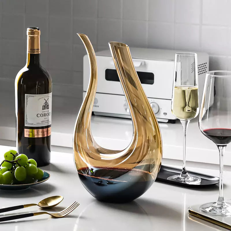 Decanter de Vinho Recipiente de Vidro Cisne Decantador Ambar Mahaos