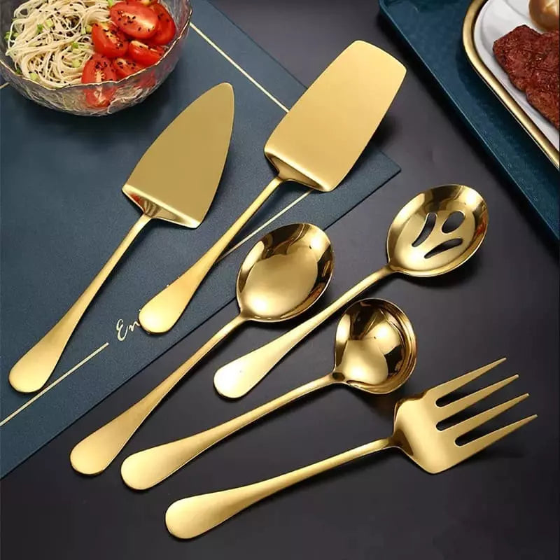 Kit Utensílios de Cozinha 6 Peças Inox Dourado Mahaos