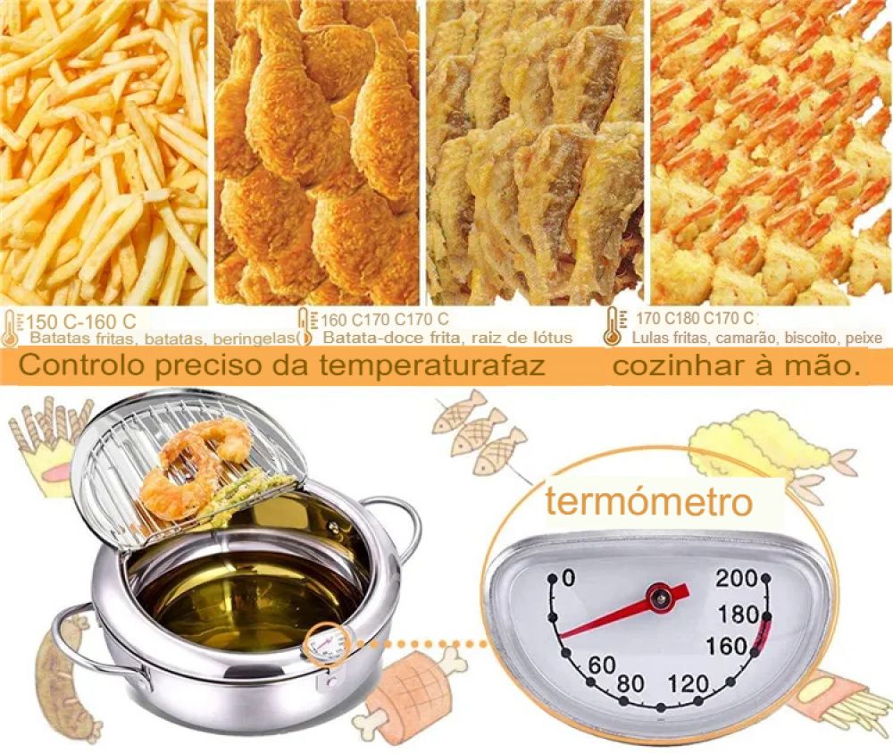 Panela Japonesa com Termômetro de Aço Inoxidável