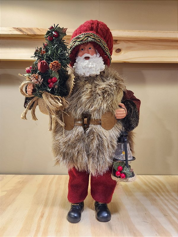 Papai Noel com Casaco de Pele 40cm