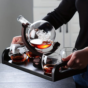 Decanter Whisky Globo Conjunto Recipiente de Vidro Mahaos