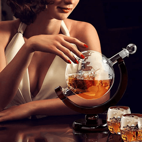 Decanter Whisky Globo Conjunto Recipiente de Vidro Mahaos