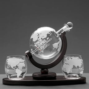 Decanter Whisky Globo Conjunto Recipiente de Vidro Mahaos