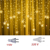 Luzes em LED Modelo Cortina Decoração de Natal Flocos de Neve