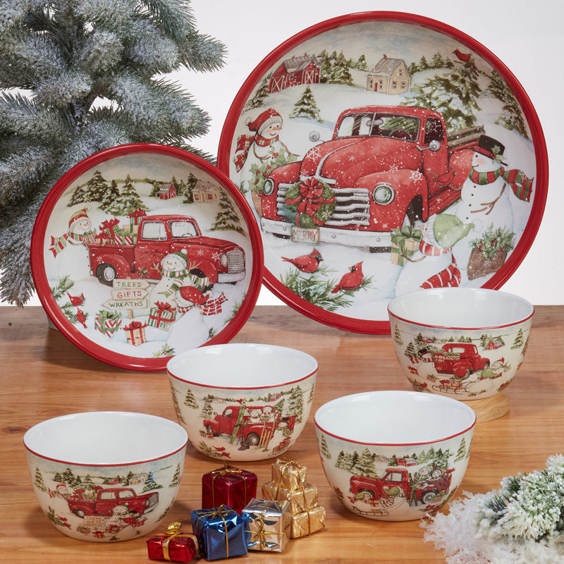 Conjunto Louças porcelana Estampa de Natal 16 peças - Serviço para 04 Pessoas