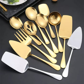 Kit Utensílios de Cozinha 6 Peças Inox Dourado Mahaos