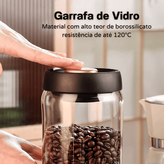 Pote de Vidro com Tampa Hermética Café a Vácuo