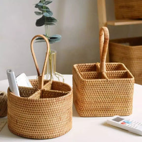 Cesta de Armazenamento de Vime em Rattan Feita a Mão Mahaos