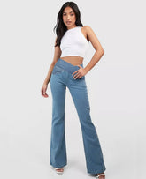 Calça Jeans Mab Wide Leg - Cintura Alta Cruzada