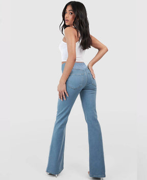 Calça Jeans Mab Wide Leg - Cintura Alta Cruzada