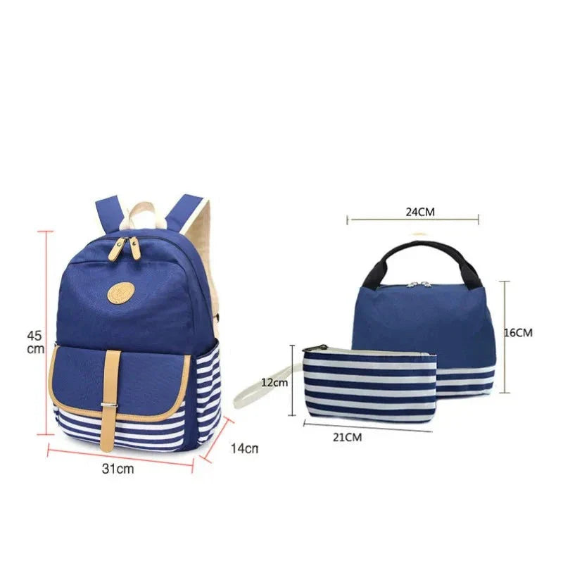 Kit: Mochila com Suporte USB + Bolsa + Estojo