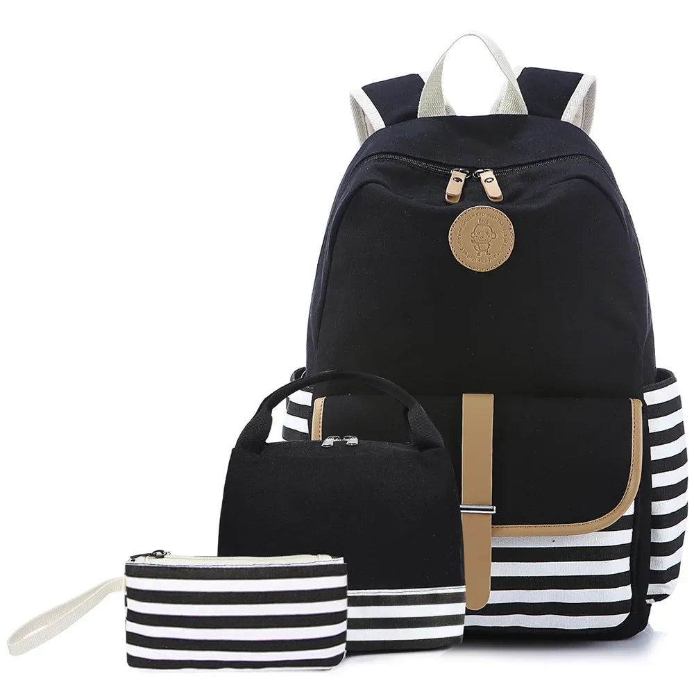 Kit: Mochila com Suporte USB + Bolsa + Estojo