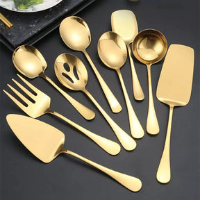 Kit Utensílios de Cozinha 6 Peças Inox Dourado Mahaos