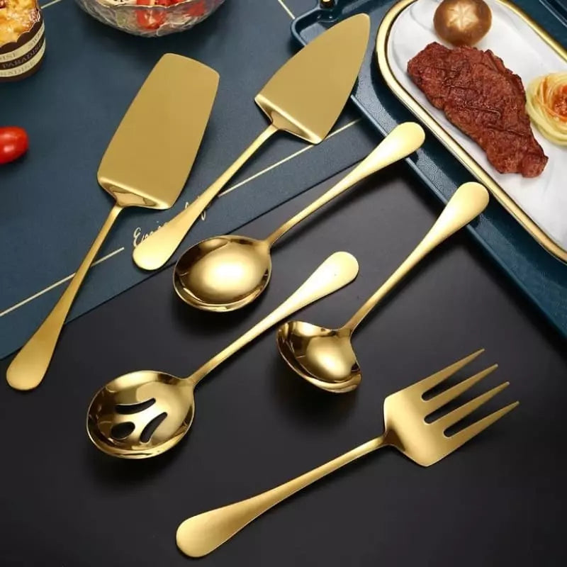 Kit Utensílios de Cozinha 6 Peças Inox Dourado Mahaos