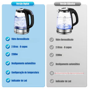 Chaleira Elétrica 2L Borossilicato 110v/220v Mahaos