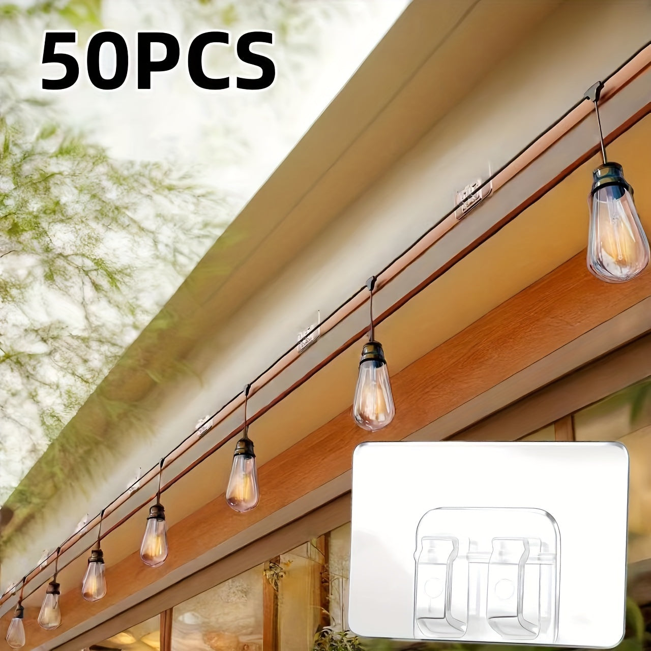 50 PCS de Ganchos de Plástico Transparente para Exterior