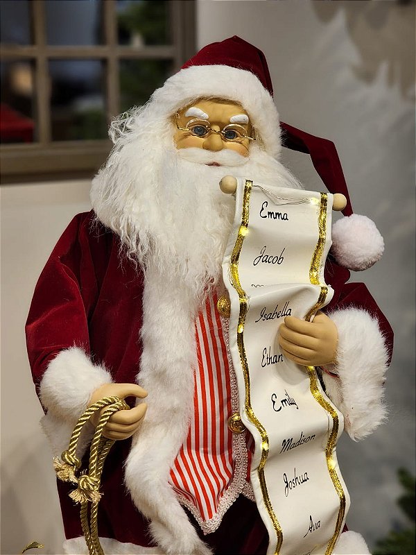 Papai Noel com Lista de Nomes com Movimentos, Som e Luz