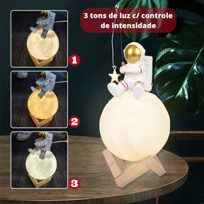 Umidificador de Ar e Luminária de Mesa Led Lua Astronauta Mahaos