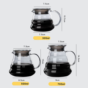 Bule de Café de Vidro Borossilicato com Coador de Café tipo Hario V60