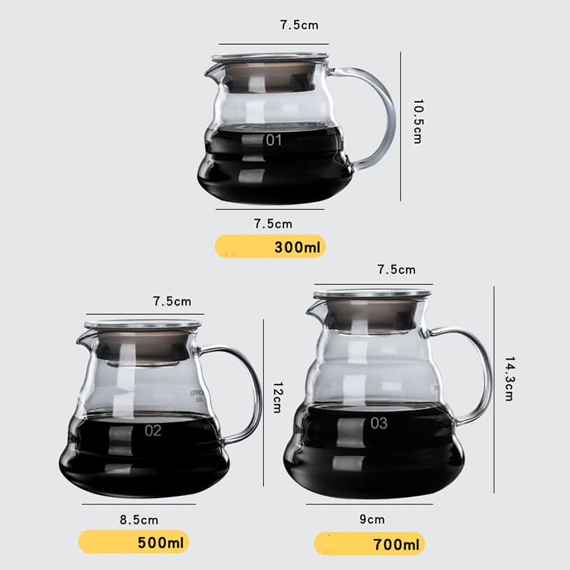 Bule de Café de Vidro Borossilicato com Coador de Café tipo Hario V60