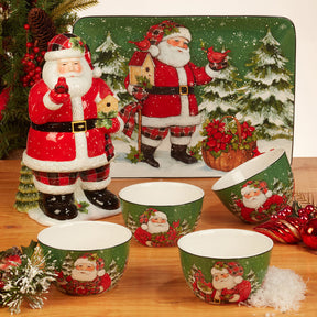 Conjunto de Louças Christmas Lodge Santa com 16 Peças - Serviço para 04 Pessoas