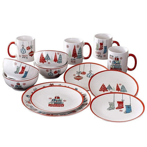 Conjunto de Porcelana Espirito Natalino com 16 Peças - Serviço para 04 Pessoas