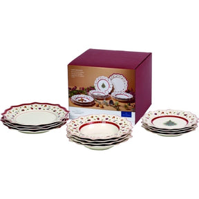 Conjunto Louças Natalina de porcelana com 12 peças - Serviço para 04 Pessoas