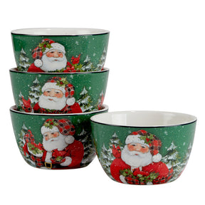 Conjunto de Louças Christmas Lodge Santa com 16 Peças - Serviço para 04 Pessoas